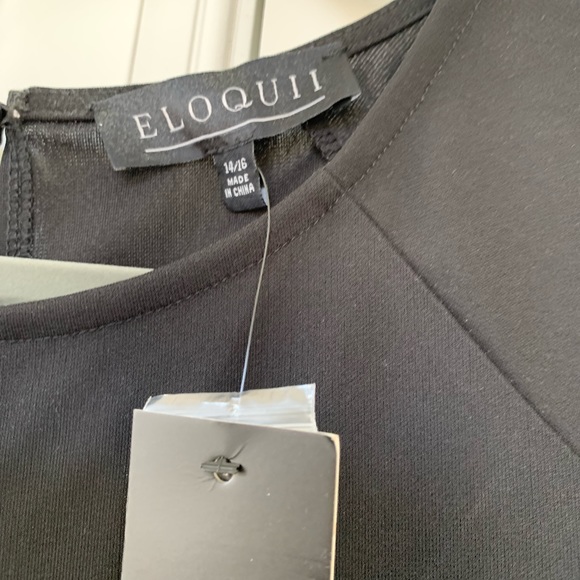 Black Eloquii Top, Stretch material & front tie sash.  Super slimming size 14/16 - Picture 7 of 8